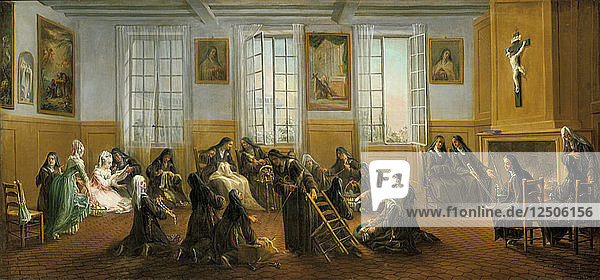 Die Karmelitinnen in der Wärmehalle  Mitte des 18. Jahrhunderts. Künstler: Charles Guillot