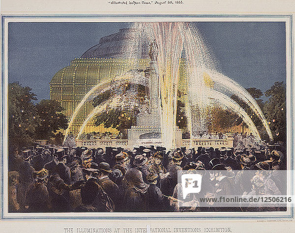 Die Beleuchtungen auf der Internationalen Erfindungsausstellung  8. August 1885. Künstler: Riddle und Couchman
