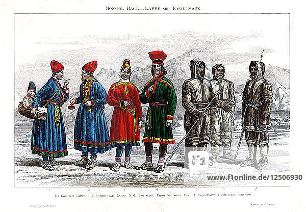 Mongolische Rasse  Lappen und Esquimaux  1800-1900.Künstler: A Portier
