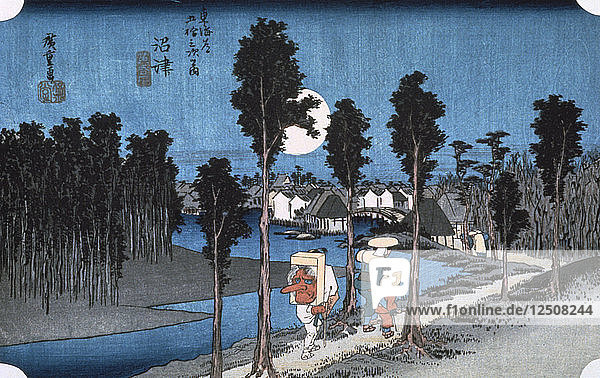 Mond bei Numazu  von 53 Stationen des Tokaido  1832. Künstler: Ando Hiroshige