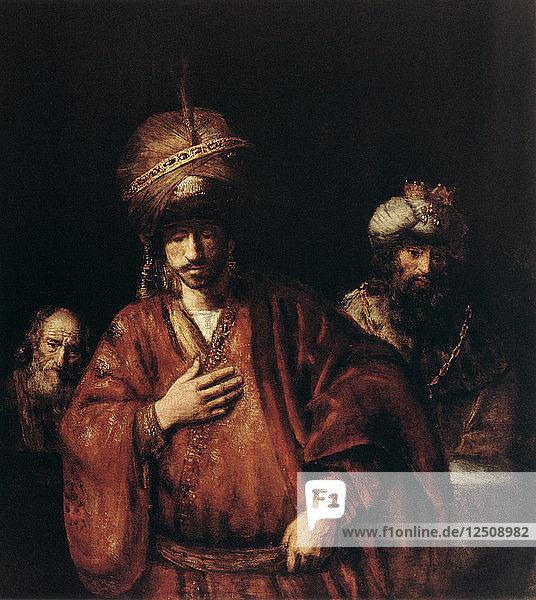 Haman erkennt sein Schicksal  um 1665. Künstler: Rembrandt Harmensz van Rijn