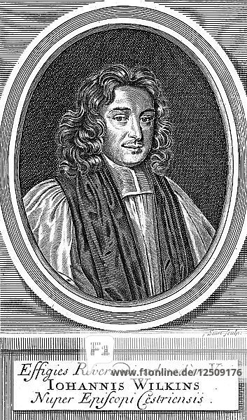 John Wilkins  englischer Geistlicher und Astronom des 17. Jahrhunderts. Künstler: Unbekannt
