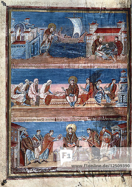 Scenes from the life of St Jerome  from the Bible of Charles the Bald  9th century. Artist: Unknown