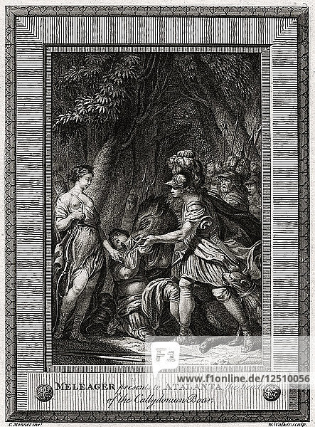 Meleager präsentiert Atalanta den Kopf des Callydonischen Ebers  1774. Künstler: W Walker