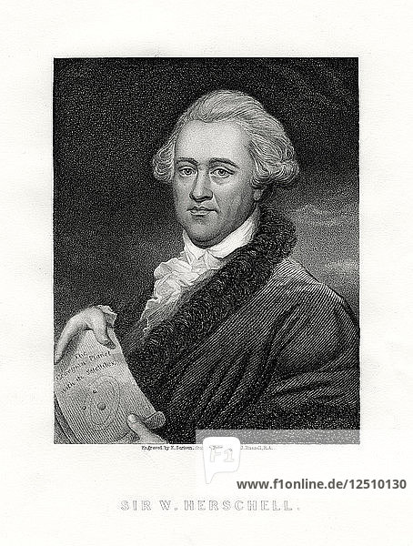 Sir Wilhelm Friedrich Herschel  deutschstämmiger britischer Astronom und Komponist  19. Jahrhundert Künstler: E. Scriven