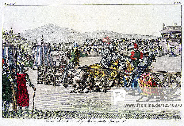 Ritter  die bei einem Turnier kämpfen  12. Jahrhundert  (um 1815) Künstler: Unbekannt