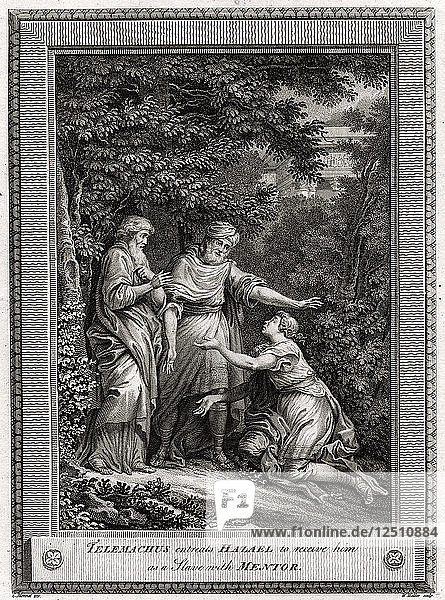 Telemachus entreats Hazael to receive him as a Slave with Mentor  1775. Artist: W Walker