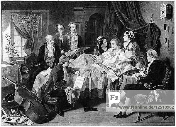 Das Sterbebett von Mozart  1791 (Ende 19. Jahrhundert). Künstler: Unbekannt
