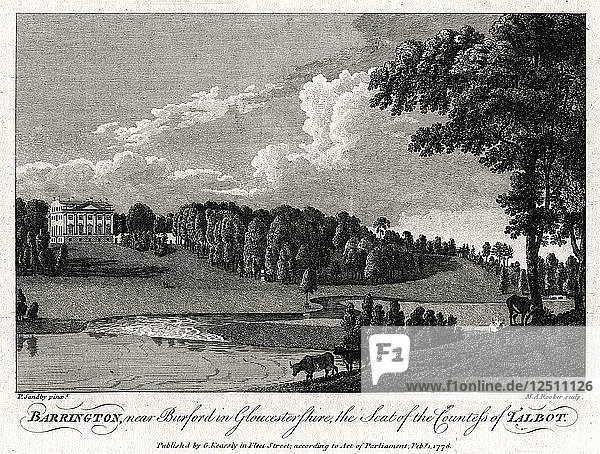 Barrington  in der Nähe von Burford in Gloucestershire  dem Sitz der Gräfin von Talbot  1776. Künstler: Michael Angelo Rooker