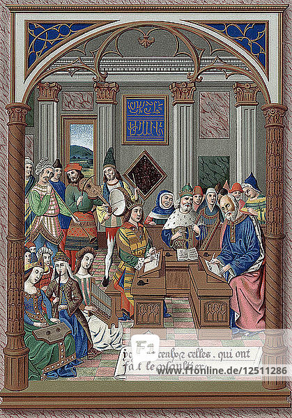 King Rene and his musical court  15th century. Artist: Unknown