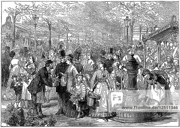 Neuer Blumenmarkt  Paris  1874. Künstler: Unbekannt