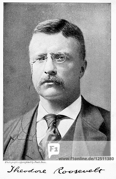 Theodore Teddy Roosevelt  amerikanischer Präsident  1901-1909. Künstler: Unbekannt