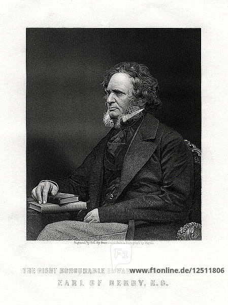 Edward Geoffrey Smith-Stanley  14. Earl of Derby  britischer Staatsmann  um 1850-1899 Künstler: W. Holl