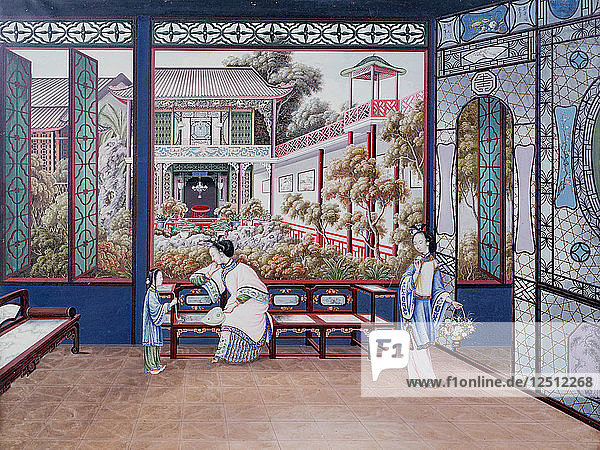 Chinesische häusliche Szene  um 1820. Künstler: Unbekannt