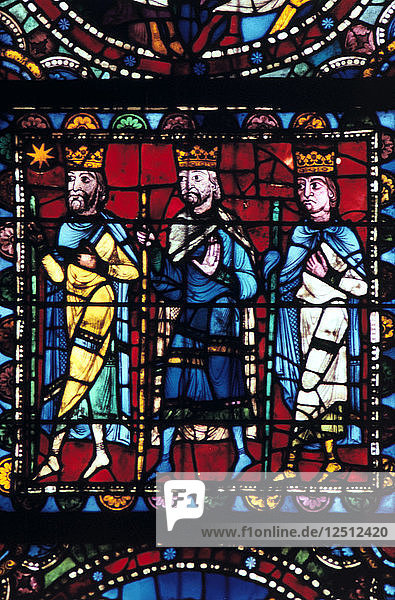 The Adoration of the Magi  stained glass  Chartres Cathedral France  1145-1155. Artist: Unknown