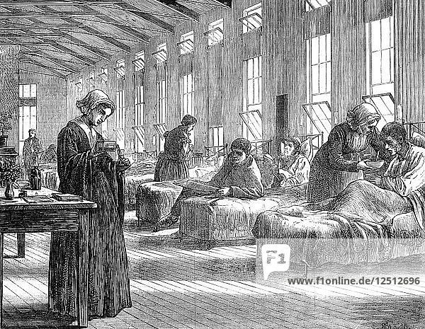 Krankenstation im Pockenkrankenhaus von Hampstead  1871. Künstler: Unbekannt