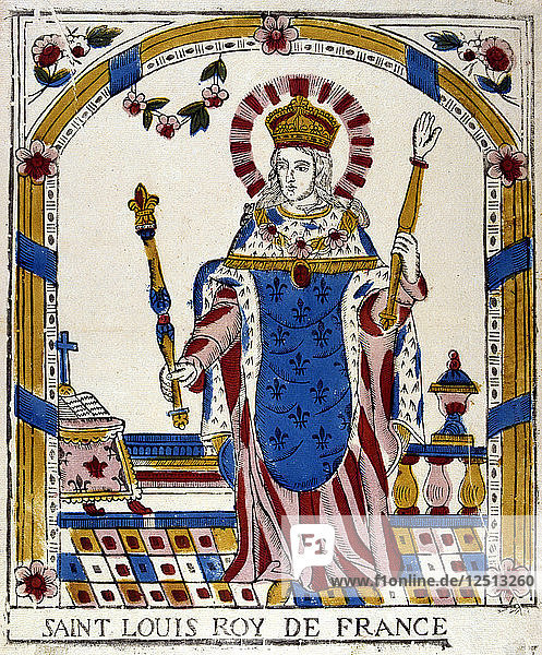 Ludwig IX.  König von Frankreich  in seinem Krönungsgewand  1226 (19. Jahrhundert). Künstler: Anon