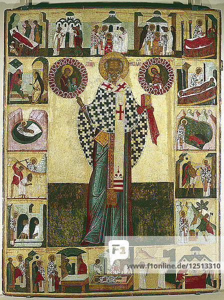 Ikone des Heiligen Nikolaus  Russisch. Künstler: Unbekannt