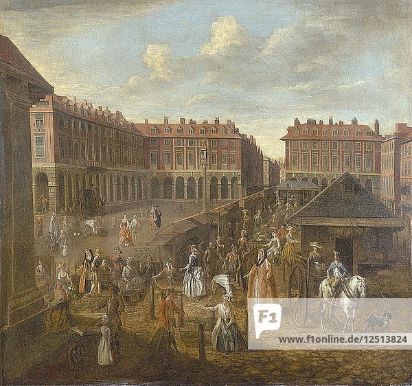 Covent Garden Piazza und Markt  um 1725. Künstler: Joseph van Aken