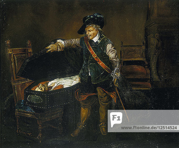 Cromwell mit Blick auf den Leichnam von Karl I.  nach 1850. Künstler: Unbekannt