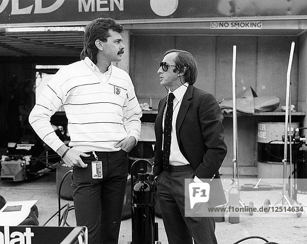 Gordon Murray (links) mit Jackie Stewart  Juli 1984. Künstler: Unbekannt