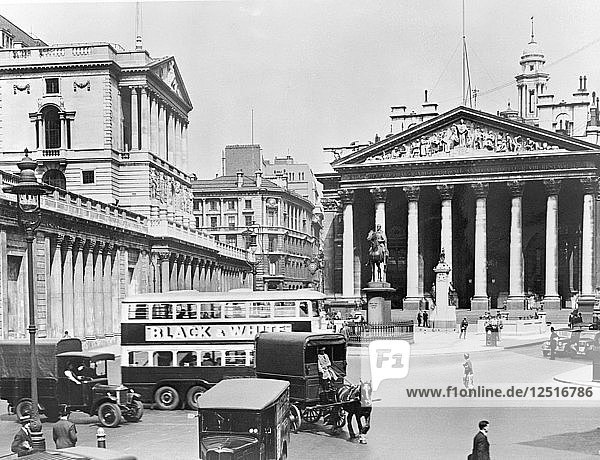 Bank of England und Royal Exchange  City of London. Künstler: John H. Stone