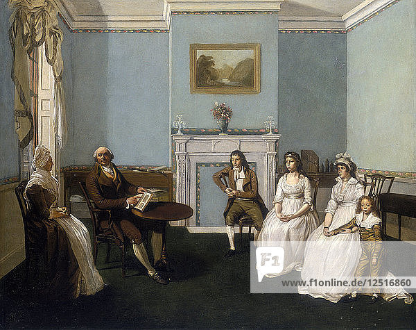 John Middleton mit seiner Familie in seinem Drawing Room  um 1796. Künstler: Unbekannt
