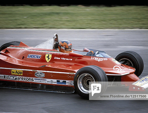 Gilles Villeneuve auf einem Ferrari 312T5  Großer Preis von Großbritannien  Brands Hatch  1980. Künstler: Unbekannt