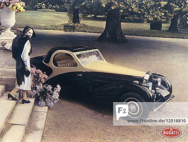 Eine Seite aus einem Bugatti-Prospekt von 1935. Künstler: Unbekannt