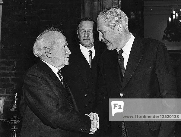 Harold Macmillan with David Ben-Gurion and Arthur Lourie at the Admiralty  London  1961. Artist: Unknown