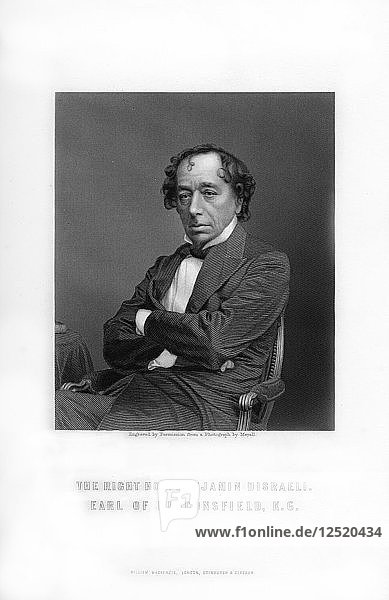 Benjamin Disraeli  1. Earl of Beaconsfield  englischer Staatsmann und Literat  (1893).Künstler: Mayall