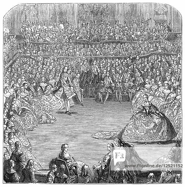 Menuett-Tänzerin und der König  1754  (1885).Künstler: Charles Nicolas Cochin