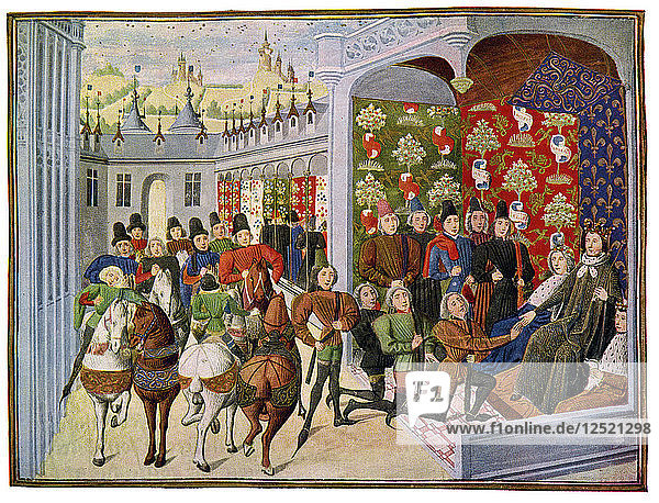 King Henry VI of France Receives the English Envoys  15th Century.Artist: Master of the Harley Froissart