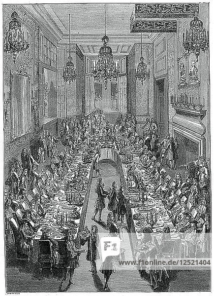 Festmahl in der spanischen Botschaft  Paris  1707  (1885).Künstler: Scottin