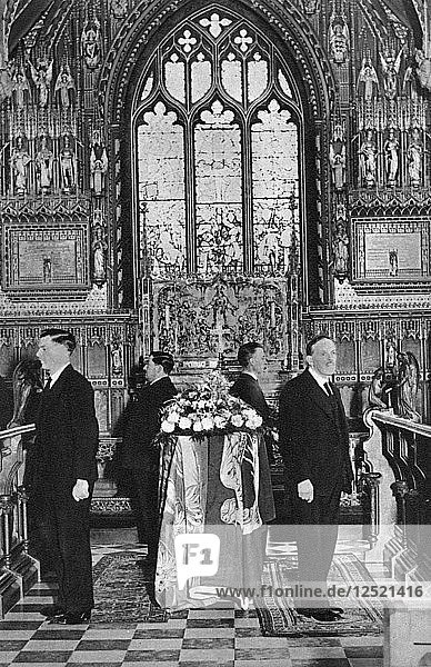 König Georg V. liegt in der Kirche St. Mary Magdalene  Sandringham  Norfolk  Januar 1936. Künstler: Unbekannt