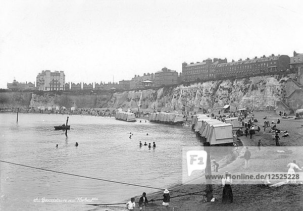 Holidaymakers on the beach at Broadstairs  Kent  1890-1910. Artist: Unknown