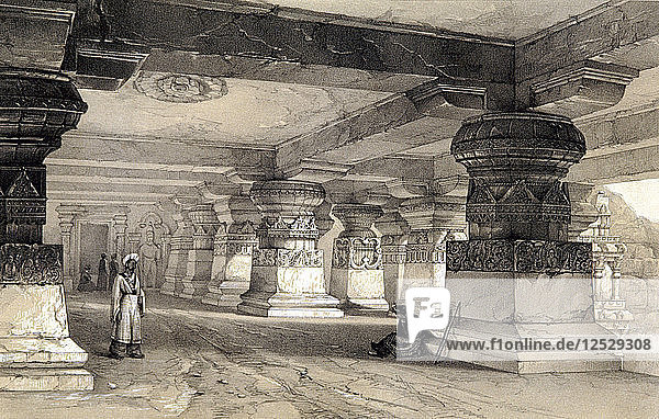Innenraum von Lanka  Ellora  Indien  1845. Künstler: Thomas Colman Dibdin
