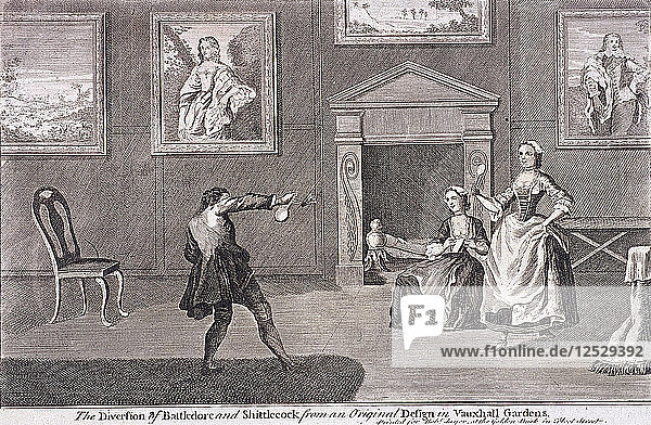 Die Ablenkung von Battledore und Shittlecock  um 1745. Künstler: Anon