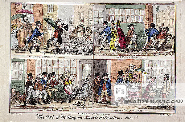 Spaziergang durch die Straßen von London  1818. Künstler: George Cruikshank