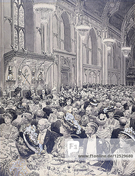 Bankett in der Guildhall  London  1908. Künstler: Anon