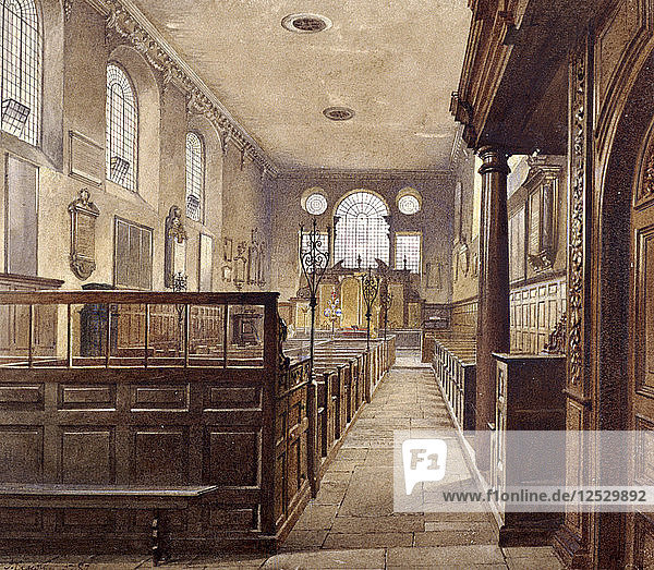 Innenraum von St. Olave Jewry  London  1887. Künstler: John Crowther