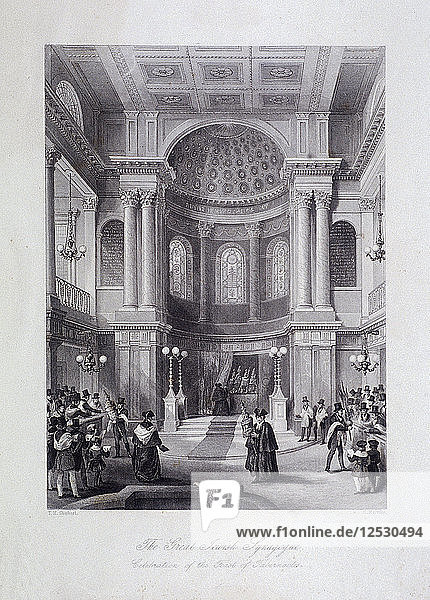 Große Synagoge  Dukes Place  London  um 1850. Künstler: Harlen Melville