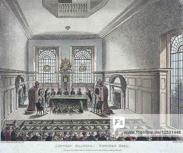 Zeichnung der staatlichen Lotterie  Coopers Hall  London  1809. Künstler: Joseph Konstantin Stadler