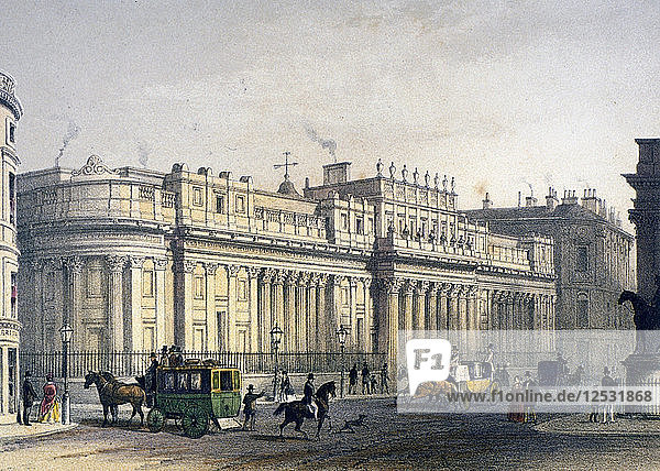 Ansicht der Bank von England  City of London  1854. Künstler: Jules Louis Arnout