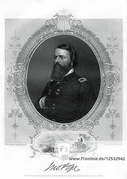 John Pope  Unionsgeneral im Amerikanischen Bürgerkrieg  1862-1867. Künstler: Unbekannt