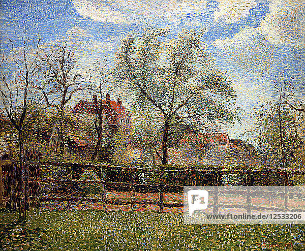 Birnbäume und Blumen in Eragny  Morgen  1886. Künstler: Camille Pissarro