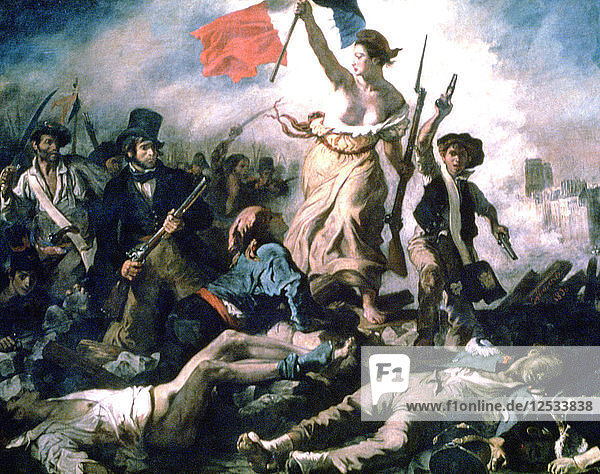 Die Freiheit  die das Volk führt  1830. Künstler: Eugène Delacroix