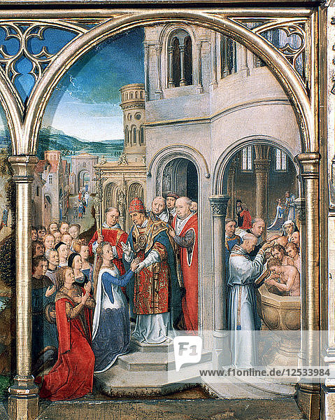 Heiliger Ursula-Schrein  Ankunft in Rom  1489. Künstler: Hans Memling