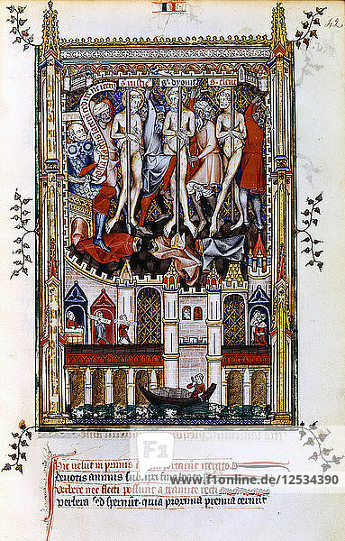 Flagellation of St Denis  St Rusticus and St Eleutherius  1317. Artist: Unknown