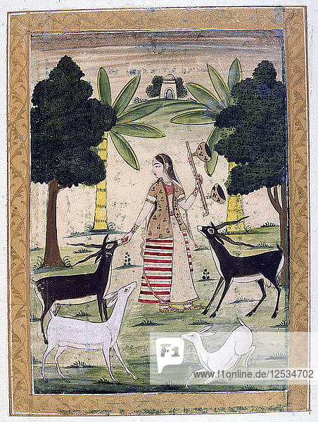 Todi Ragini  Ragamala Album  Schule von Rajasthan  19. Jahrhundert. Künstler: Unbekannt